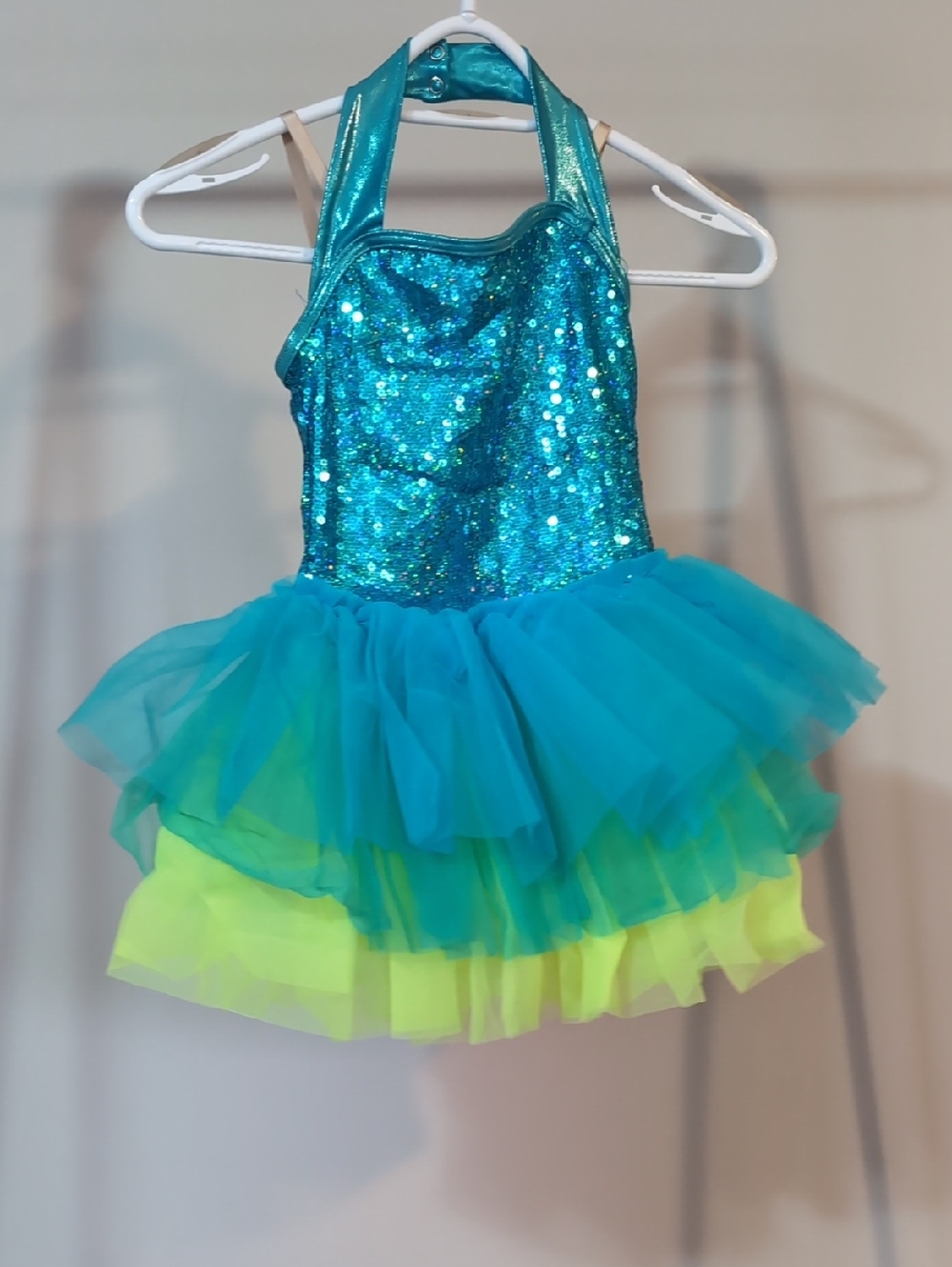 Kids Teal Sequin Halter Tutu Costume